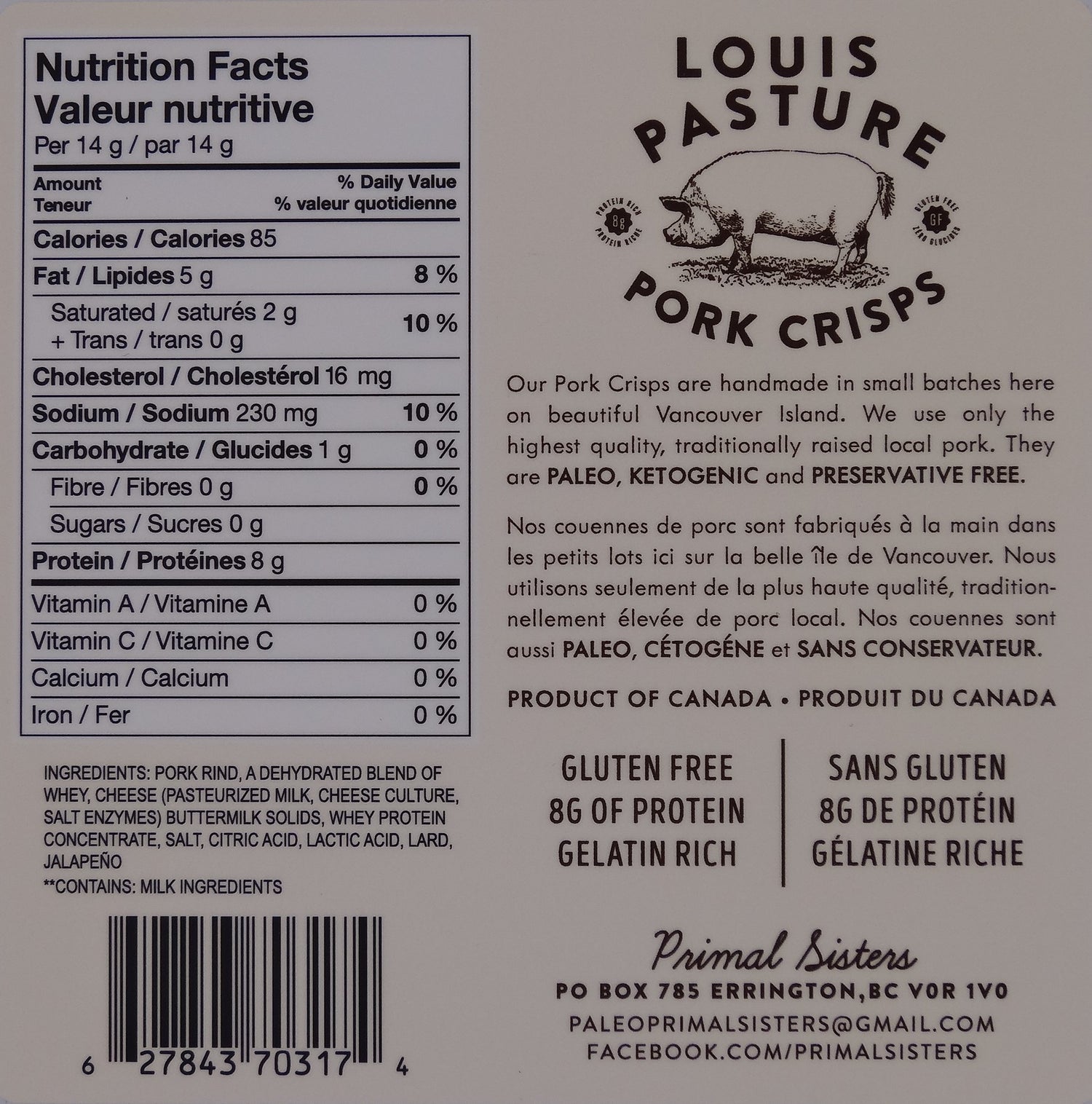 Louis Pasture Jalapeño Cheddar Nutrition Facts