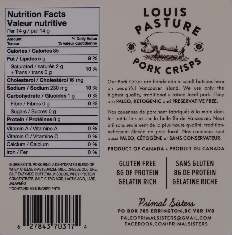 Louis Pasture Jalapeño Cheddar Nutrition Facts 