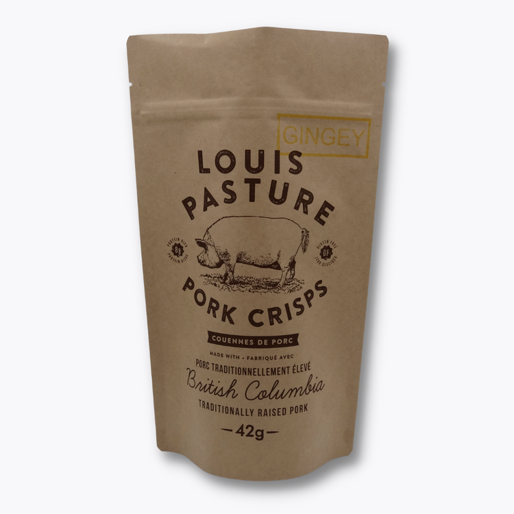 Louis Pasture Gingey Pork Crisps in bag